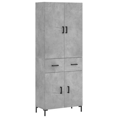 vidaXL Buffet haut Gris béton 69,5x34x180 cm Bois d'ingénierie