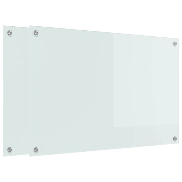 vidaXL Protection de cuisine 2 pcs Blanc 90 x 60 cm verre trempé