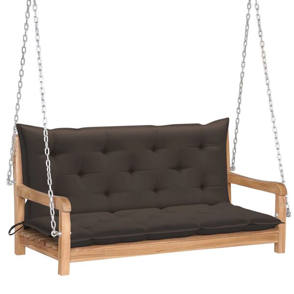 vidaXL Balancelle avec coussin taupe 120 cm Bois de teck solide