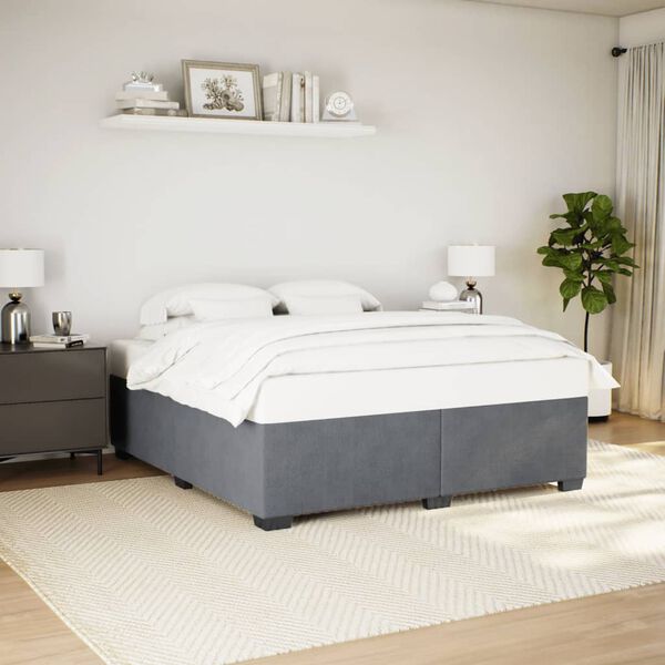 vidaXL Cadre de lit sans matelas gris fonc&eacute; 200x200 cm velours