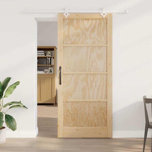 vidaXL Porte coulissante Marron 93 x 211 cm Pin massif