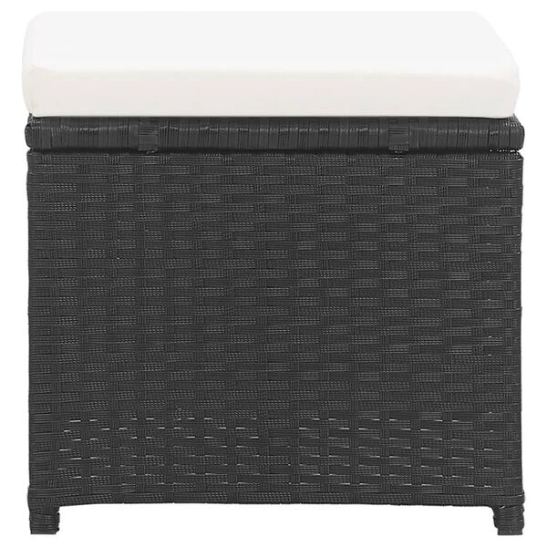 vidaXL Tabourets de jardin lot de 2 avec coussins R&eacute;sine tress&eacute;e Noir