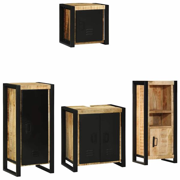 vidaXL Ensemble de mobilier de salle de bain avec &eacute;tag&egrave;re 4 pcs