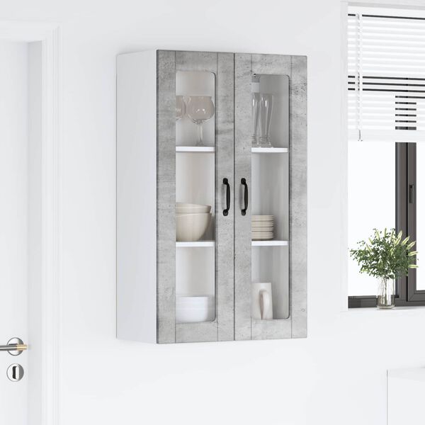 vidaXL Armoire de cuisine avec &eacute;tag&egrave;re Gris b&eacute;ton 60 x 31 x 100 cm