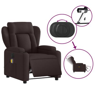 vidaXL Fauteuil de massage inclinable électrique Marron foncé Tissu