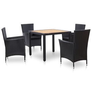 vidaXL Salon de jardin 5 pcs avec coussins r&eacute;sine tress&eacute;e noir