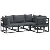 vidaXL Ensemble de canap&eacute; de jardin 4 pc Noir Aluminium