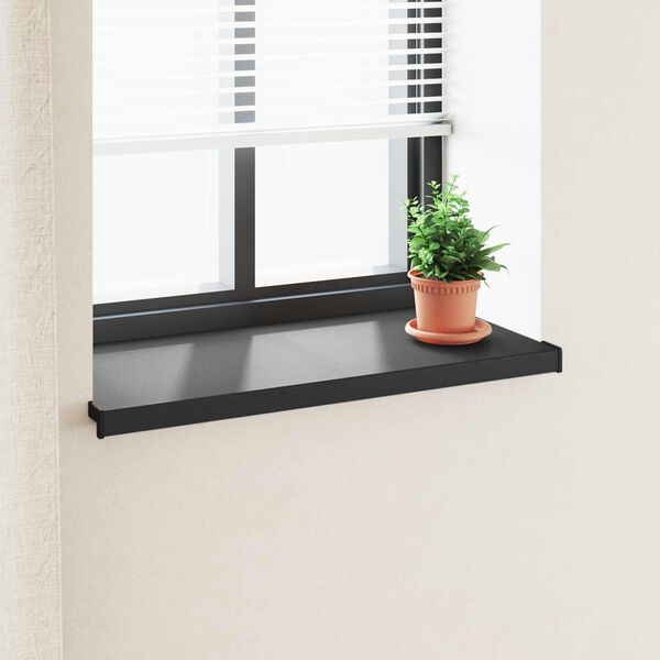 vidaXL Appui de fen&ecirc;tre Noir avec grain de bois 80 x 40 x 4,5 cm PVC
