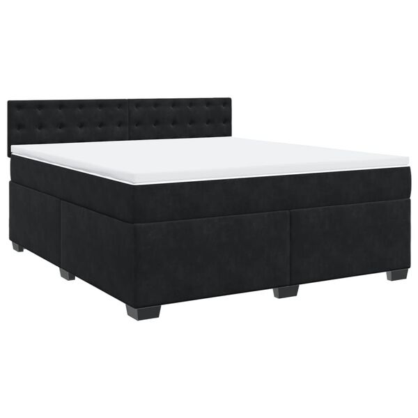 vidaXL Sommier &agrave; lattes de lit avec matelas Noir 180x200 cm Velours