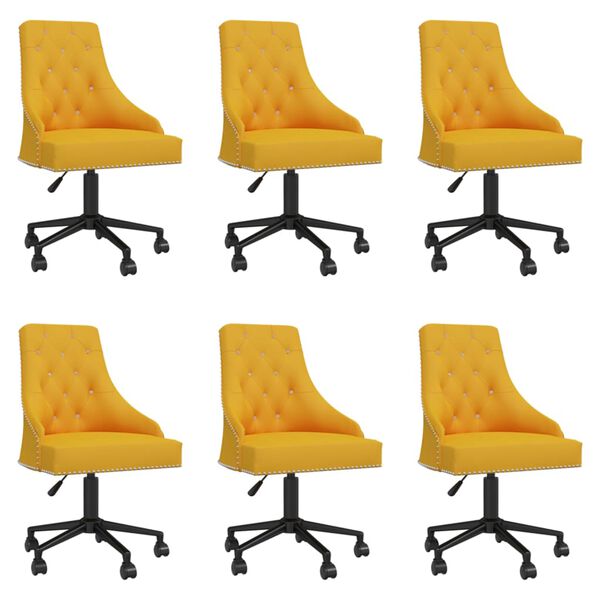 vidaXL Chaises pivotantes &agrave; manger lot de 6 Jaune Velours