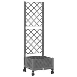 vidaXL Bac de jardin avec treillis et roues Gris clair PP