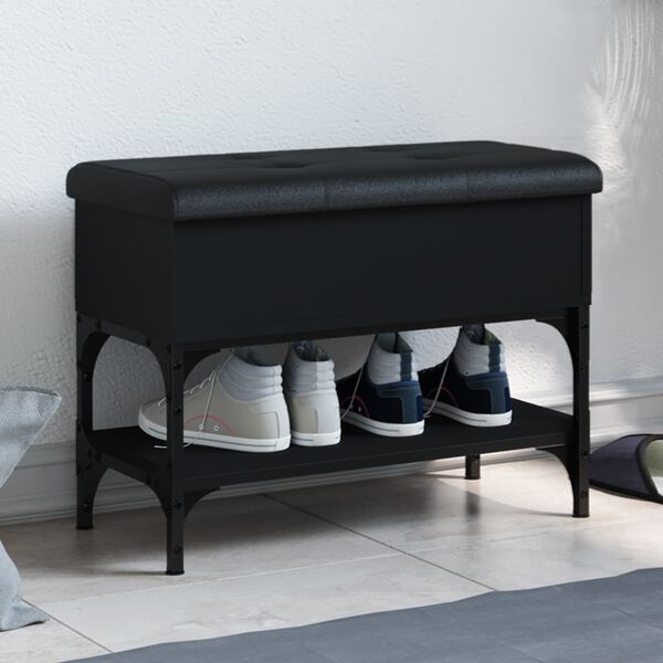 vidaXL Banc &agrave; chaussures noir 62x32x45 cm bois d'ing&eacute;nierie