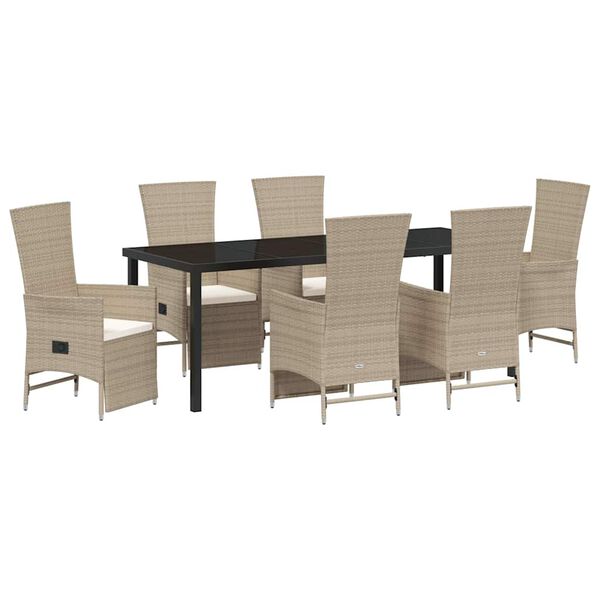 vidaXL Ensemble de salle &agrave; manger pour jardin 7 pcs Beige polyrotin