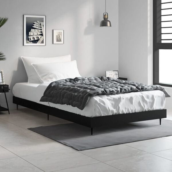 vidaXL Cadre de lit sans matelas noir 100x200 cm bois d'ing&eacute;nierie