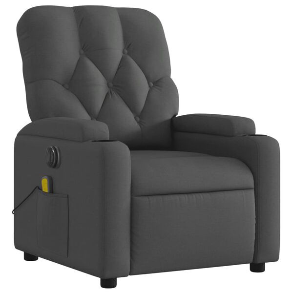vidaXL Fauteuil inclinable de massage &eacute;lectrique gris fonc&eacute; tissu