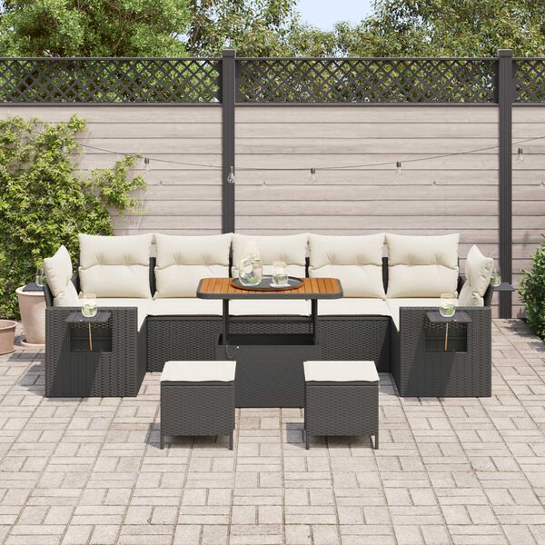 vidaXL Ensemble de canap&eacute; de jardin 13 pcs Noir et Cr&egrave;me polyrotin