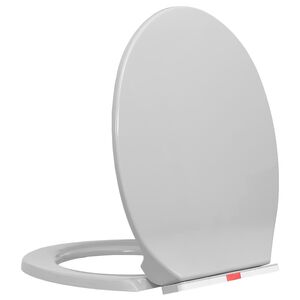 vidaXL Si&egrave;ge de toilette &agrave; fermeture en douceur Gris clair Ovale