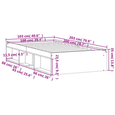 vidaXL Cadre de lit sans matelas noir 100x200 cm