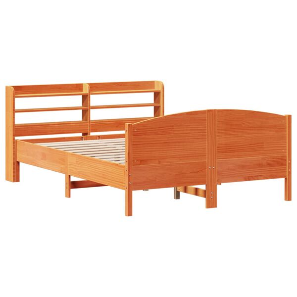 vidaXL Cadre de lit sans matelas cire marron 135x190cm bois pin massif