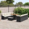 vidaXL Ensemble de canap&eacute; de jardin avec coussin 11 pcs Noir polyrotin