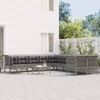 vidaXL Salon de jardin 11 pcs avec coussins Gris R&eacute;sine tress&eacute;e