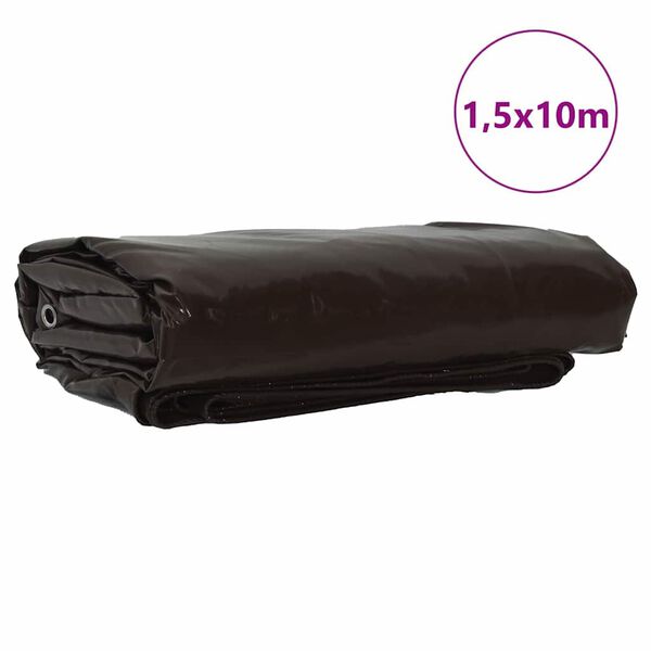 vidaXL B&acirc;che 650g / m&sup2; Marron 1,5 x 10 m Toile avec rev&ecirc;tement en PVC