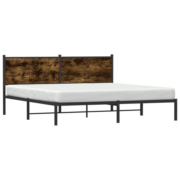 vidaXL Cadre de lit en métal sans matelas chêne fumé 183x213 cm