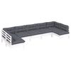 vidaXL Salon de jardin 7 pcs avec coussins blanc bois de pin massif