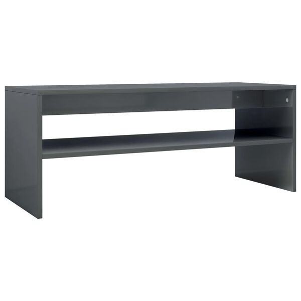 vidaXL Table basse gris brillant 100x40x40 cm bois d&rsquo;ing&eacute;nierie