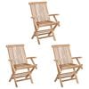 vidaXL Chaise de jardin pliante 3 pc Naturel Bois de teck massif