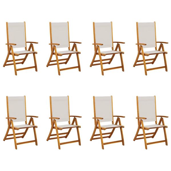 vidaXL Chaises pliables de jardin lot de 8 bois d'acacia et textil&egrave;ne