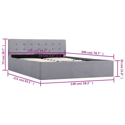 vidaXL Cadre de lit à rangement hydraulique sans matelas 140x200 cm