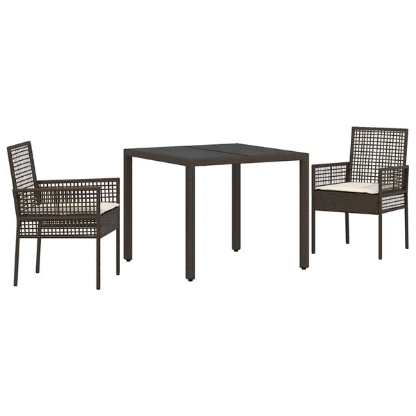 vidaXL Ensemble de salle &agrave; manger pour jardin 3 pcs Marron polyrotin