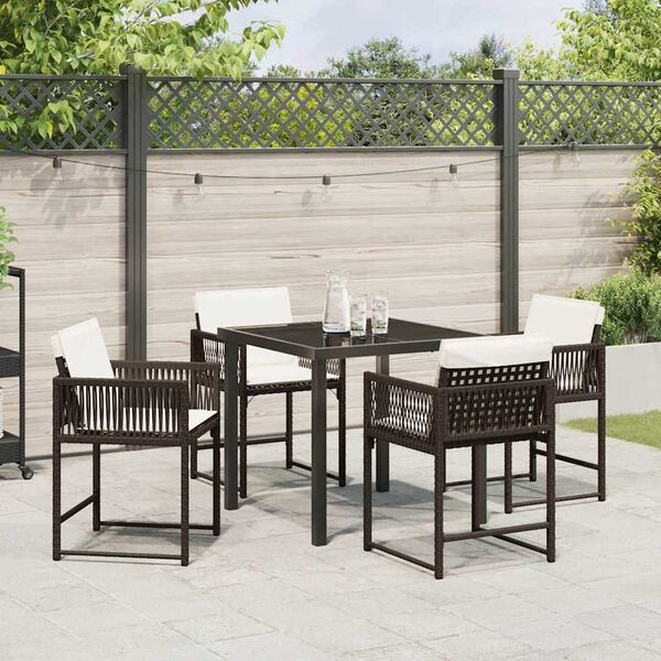 vidaXL Ensemble de salle &agrave; manger pour jardin 5 pcs Marron polyrotin
