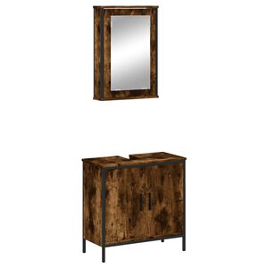 vidaXL Ensemble de meubles de salle de bain 2 pcs Ch&ecirc;ne fum&eacute;