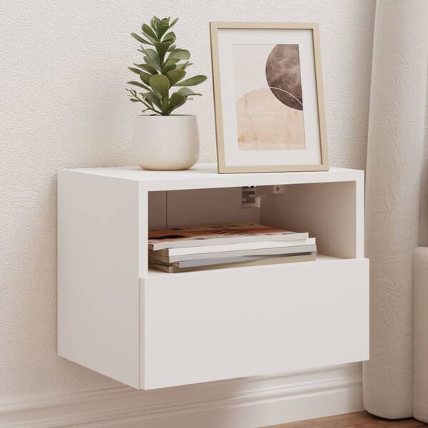 vidaXL Meuble TV mural blanc 40x30x30 cm bois d'ing&eacute;nierie
