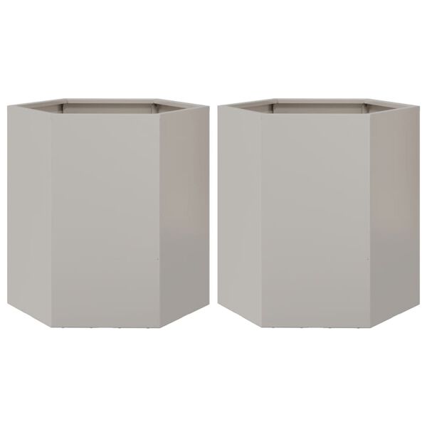 vidaXL Jardini&egrave;res 2 pcs hexagone 46x40x45 cm acier inoxydable