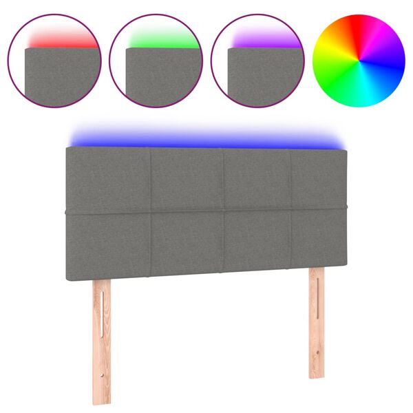vidaXL T&ecirc;te de lit &agrave; LED Gris fonc&eacute; 80x5x78/88 cm Tissu