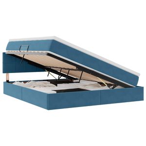 vidaXL Lit avec rangement et LED Bleu fonc&eacute; 180 x 200 cm Velours