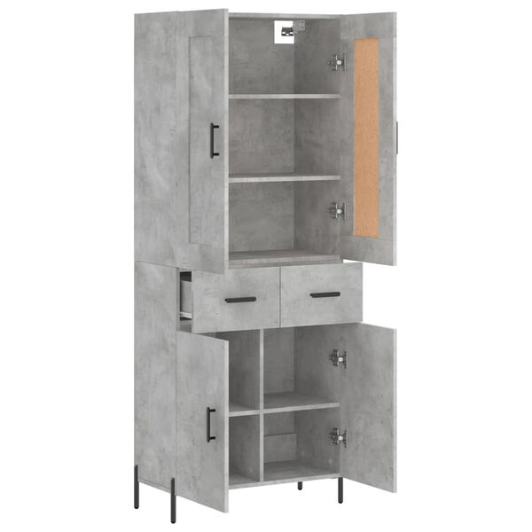 vidaXL Buffet haut Gris b&eacute;ton 69,5x34x180 cm Bois d'ing&eacute;nierie
