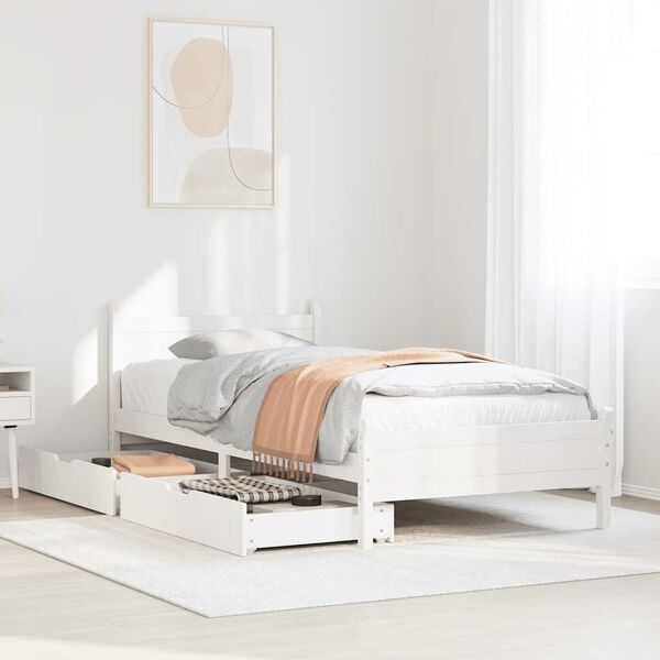 vidaXL Cadre de lit sans matelas blanc 75x190 cm bois de pin massif