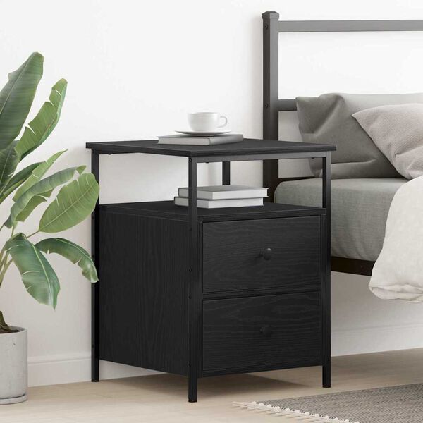 vidaXL Cabinet de chevet avec tiroir Ch&ecirc;ne noir 34 x 35,5 x 50 cm