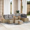 vidaXL Ensemble de canap&eacute; de jardin 9 pcs Beige Poly rotin