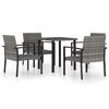 vidaXL Ensemble &agrave; manger de jardin 5 pcs R&eacute;sine tress&eacute;e Gris