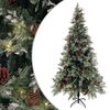 vidaXL Sapin de No&euml;l pr&eacute;-&eacute;clair&eacute; pommes de pin vert blanc 225cm PVC PE