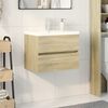 vidaXL Ensemble de meubles de bain 2pcs c&eacute;ramique et bois d'ing&eacute;nierie