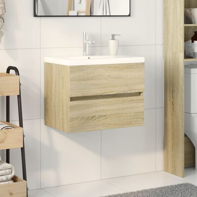 vidaXL Ensemble de meubles de bain 2pcs céramique et bois d'ingénierie