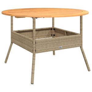 vidaXL Table de jardin et dessus en bois d'acacia beige r&eacute;sine tress&eacute;e