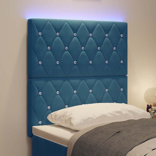 vidaXL Tête de lit LED avec tête de lit Bleu foncé 80 cm Polyester