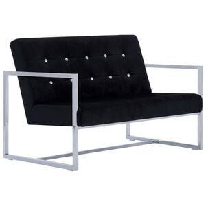 vidaXL Canap&eacute; 2 places avec accoudoirs Noir Chrome et velours